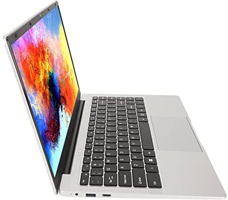 AMONIDA PC Portatile HD, Laptop Leggero da 14 Pollici Processore J4105 1920x1080 Altoparlanti Stereo Doppi Integrati 6 GB di RAM SSD da 128 GB per Appoggiarsi Al Lavoro (6+128G Spina UE)