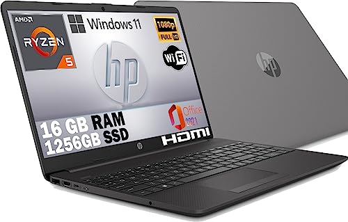 HP G8 Notebook, Ryzen 5 5500U 6 Core, SSHD da 1256 Gb Display IPS Full HD 15.6", DDR4 16 Gb, Wi-fi, 3 usb, webcam HD, Windows 11 Pro 64 Bit, Libre Office, Pronto Utilizzo