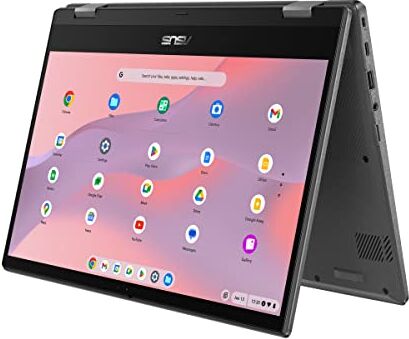 Asus Chromebook CM1402FM2A, Notebook con Monitor 14" FHD Glossy, 60Hz, MediaTek Kompanio 520, RAM 4GB, 128GB eMMC, grafica ARM Mali-G52 MC2, Chrome, Grigio