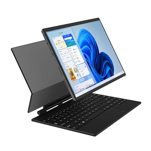 Topiky Laptop 2 in 1 con Custodia per Tastiera Magnetica, Processore a 4 Core, Touch Screen da 14 Pollici, RAM DDR4 da 16 GB, Webcam, Interfaccia Multimediale HD Mini, (16GB+256GB Spina