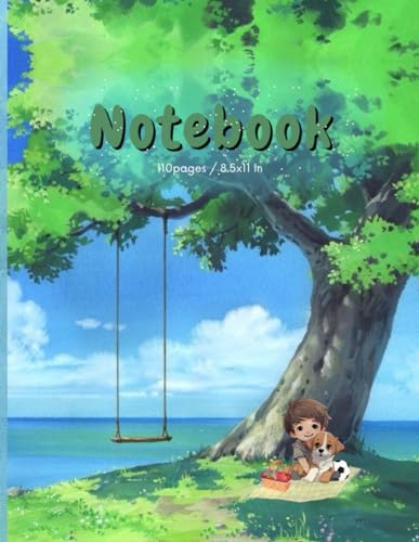 PARK, JUNHA Notebook: Cute Boy & Dog / Green & Blue Color ( College ruled / 8.5x11 110pages )