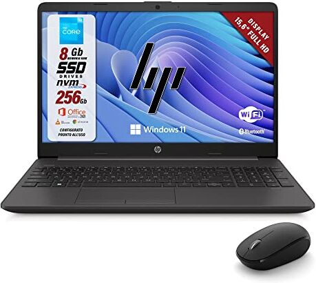 HP Notebook  250 G9 6F1Z7EA con processore Intel Core i3-1215U Display 15,6" Full HD, Ram 8GB DR4, SSD 256GB Sistema Operativo Free DOS 3.0