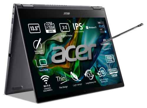 Acer Spin 5 SP513-55N-786J, touchscreen, 33,5 cm (13,5 pollici) LCD-LED, laptop (Intel Core i7-1165G7, 16GB RAM, 512GB SSD, Intel Iris Xe Graphics, Windows 11 Home), laptop kleur zwart rood