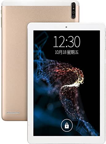 Shanrya Tablet Gold, 6GB RAM 128GB ROM 13MP Fotocamera 10.1 Pollici IPS HD Tablet 5G WiFi 100-240V per Giochi (Spina UE)