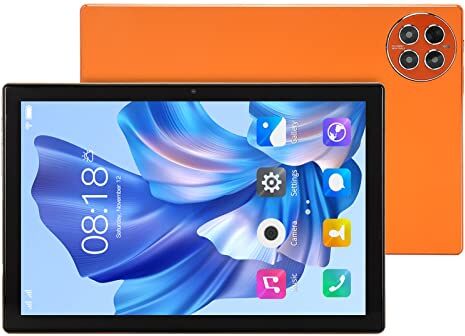 BROLEO Smart Tablet, 12 GB RAM 256 GB Rom 5.0 Anteriore 8 MP Posteriore 20 MP 10 Pollici 10000 mAh Tablet per Ufficio (Arancia)