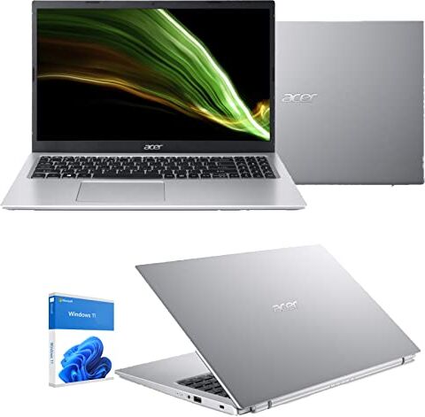 Acer Notebook  Intel 4 Core N6000, Ram 8 Gb Ddr4, Ssd M2 Nvme 256 Gb, Display Full Hd da 15,6", web cam, 3 usb, hdmi, bt, lan,wi-fi, Windows 11,Gar. Italia