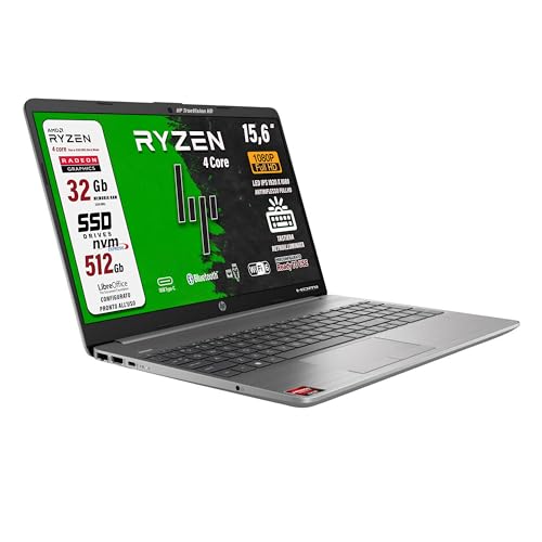 HP 255 G9 notebook portatile, 32 gb ddr4, SSD da 512 Gb display FHD 15.6", cpu Ryzen 3 5425 4 Core, Tastiera retroilluminata, Wi-fi 6, 3 usb, Win 11 Pro, libre office, pronto all'uso, garanzia italia