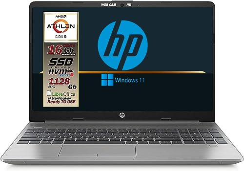 HP 255 G9 Silver Notebook Portatile, SSDHD 1128GB, RAM DA 16GB, Display FullHD 15.6", Amd A9 Gold 3150U fino a 3,3 GHz, Wi-fi, 3 usb, webcam HD, Win11 Pro, Pronto All'uso, Gar. IT