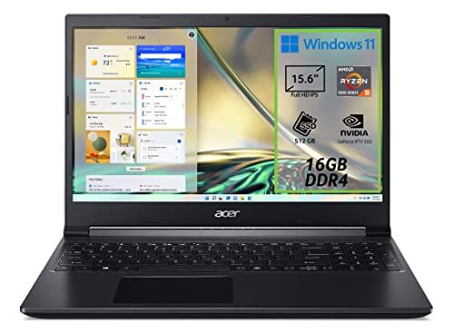 Acer Aspire 7 A715-43G-R7JL Notebook Gaming, Processore AMD Ryzen 5 5625U, RAM 16 GB DDR4, 512 GB PCIe NVMe SSD, Display 15.6" FHD IPS 60 Hz LCD, NVIDIA GeForce RTX 3050 4 GB GDDR6, Windows 11 Home
