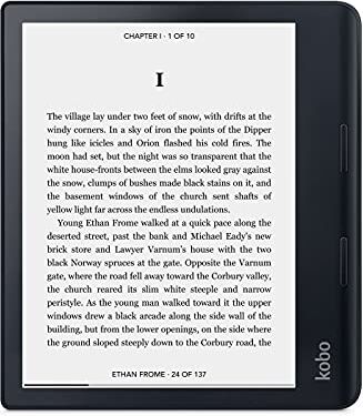 Kobo Sage   eReader   Touchscreen antiriflesso 8" HD a filo   Impermeabile   Luminosità e temperatura colore regolabili   Riduzione luce blu   Bluetooth   WiFi   32GB di archiviazione, Nero