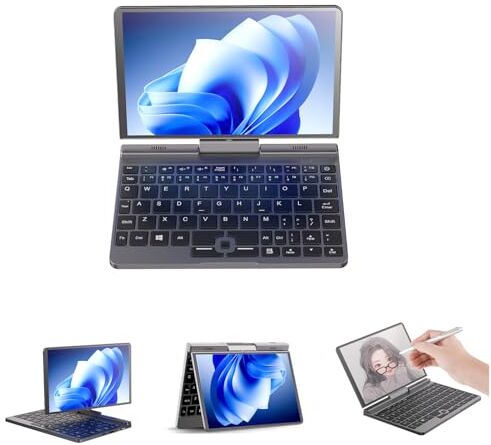 KingnovyPC Mini Laptop Windows 11, 8 Inch Touch IPS Screen Micro PC, 12th Gen Intel N100, 12G DDR5 RAM 1TB SSD Pocket Notebook, 2 in 1 Gaming Tablet Computer with Stylus and Stickers, WiFi6 BT5.2