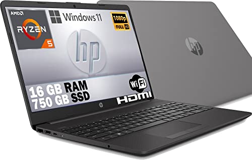 HP G8 Notebook, Ryzen 5 5500U 6 Core, SSD M2 NVME da 750 Gb Display IPS Full HD 15.6", DDR4 16 Gb, Wi-fi, 3 usb, webcam HD, Windows 11 Pro 64 Bit, Libre Office, Pronto Utilizzo