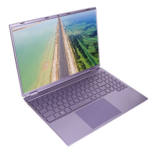 Kufoo Laptop da 16 pollici, display IPS da 5000 mAh, viola, grande laptop da 12 GB, RAM 5G, WiFi, per l'apprendimento (12 GB + 128 GB spina europea)