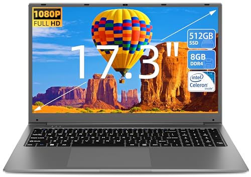 SGIN 17 Pollici PC Portatile 8GB RAM 512GB SSD 11 Home System Notebook, Celeron Dual core, Up to 2.8Ghz, HD, 2.4/5.0G WiFi, Bluetooth 4.2, Supporta memoria espandibile 512 GB TF