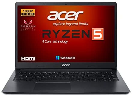 Acer Extensa 15, Notebook, Cpu Ryzen 5 3500u, 4 Core fino a 3700 MHz, Svga Vega8, SSD 512 Gb, DISPLAY 15.6' Full HD, 8 Gb Ram, wi-fi, lan, 3 usb, webcam, Win 11 64 Bit, Garanzia e layout italia