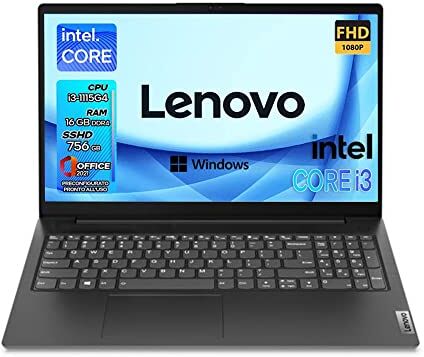 Lenovo Notebook, Pc portatile intel i3   1115G4   16gb Ram ddr4   Display 15.6 Full Hd   SSHD 756 Gb   Wi fi, Bt   Windows 11 Pro   Office Pro   Computer portatile pronto all’uso