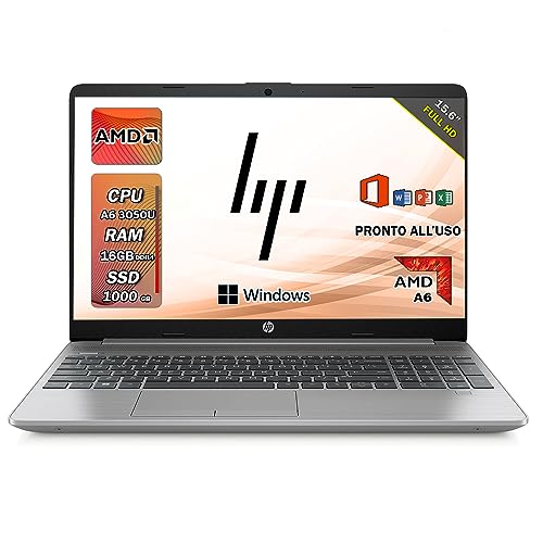 HP 255 G9   Pc portatile notebook   Ram 16 GB ddr4   SSD 1 TB   Amd 3050U   Silver   Display 15.6"   FHD   BT   WiFi   Windows 11 Pro   Office Pro   Computer portatile Pronto all'uso