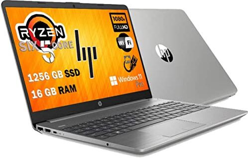 HP G8 Notebook, Ryzen 5 5500U 6 Core, SSHD da 1256 Gb Display IPS Full HD 15.6", DDR4 16 Gb, Wi-fi, 3 usb, webcam HD, Windows 11 Pro 64 Bit, Libre Office, Pronto Utilizzo