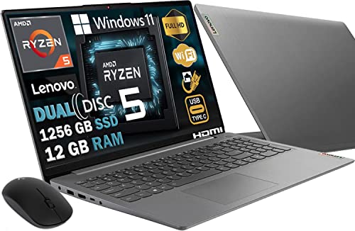 Lenovo Pc Notebook Led 15,6" Full Hd,Amd Ryzen 5 R5-5500U Six Core Fino 4,0 Ghz,Ssd M2 Nvme 1256Gb,Ram 12Gb,Webcam,Hdmi,Lan,Wifi,Open Office,Windows 11 Pro MOUSE OMAGGIO