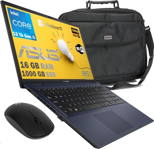 Asus PC  EXPERTBOOK 2024 NOTEBOOK portatile Cpu Intel i5 12Th 10 Core Ram 16 Gb SSD Pci Nvme 1000 Gb 15,6 FHD wi-fi 6, 4 Usb, Bt, Intel Iris xE, Win 11 Pro, Libre Office, Borsa e Mouse