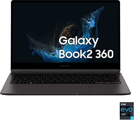 Samsung Galaxy Book2 360 Laptop, Processore Intel Core i5 di dodicesima generazione, 13.3 Pollici, Windows 11 Home, 8GB RAM, SSD 512GB, Colore Graphite