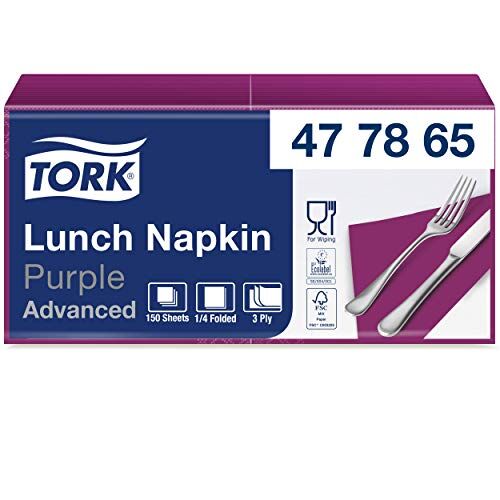 Tork Tovagliolo Lunch Soft viola Advanced, 3 veli, piegato in 4, 10 pacchi x 150 tovaglioli (1500 pz), 33 cm (lungh.) x 32,6 cm (largh.)