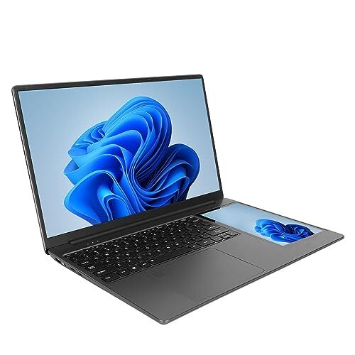 Annadue Laptop Doppio Schermo UHD da 15,6 Pollici per Win 11, Computer Portatile Touchscreen da 7 Pollici con Fotocamera, 16 GB di RAM, Quad Core da 2,9 GHz 7000 mAh. 100‑240 V (Spina UE