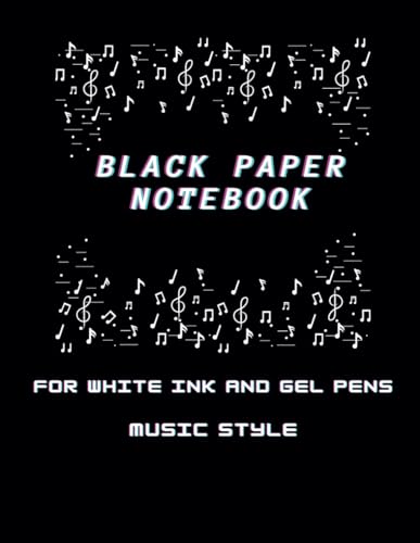 Acer Black Paper Notebook: For white ink and gel pens Music Style