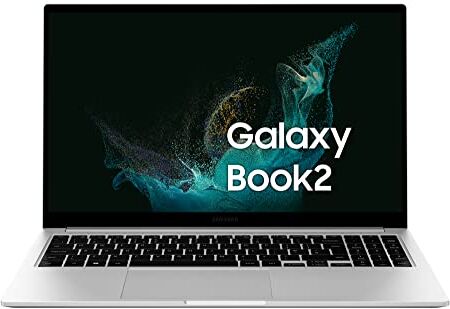 Samsung Galaxy Book2 Laptop, Ultrafino, 15.6" FHD LED, Intel Core i5 di dodicesima generazione, Intel® Iris® Xe, RAM 8GB LPDDR4x, 256GB NVMe SSD, Windows 11 Pro, Silver