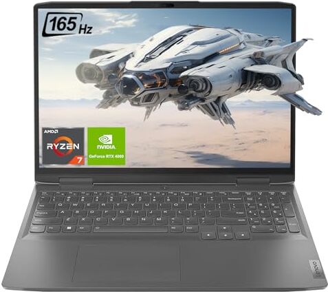 Lenovo LOQ Laptop 16" WQXGA Display AMD Ryzen 7 7840HS, 32 GB DDR5 RAM, 2 TB M2 SSD, NVIDIA GeForce RTX 4060, tastiera QWERTZ, Windows 11 Home, grigio