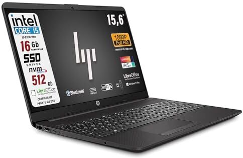 HP Notebook, pc Portatile, Core I5-1135G7, Display 15.6" FHD, RAM 16 Gb, SSD PCie 512 Gb, bt, uSB-C, HDMI, Wi-Fi, Win 11 Pro, Libre Office, pronto all'uso