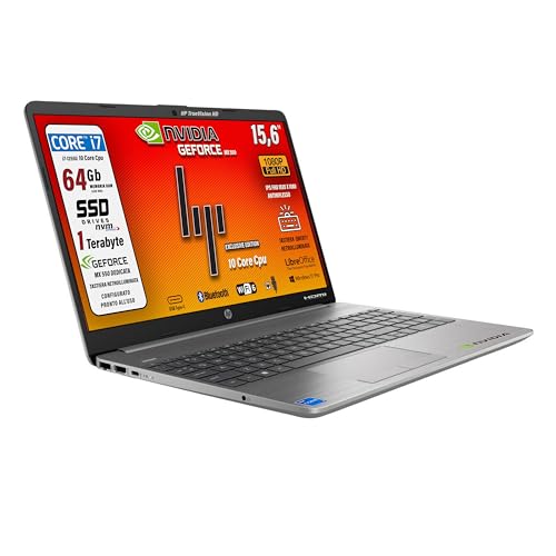 HP 250 G9, notebook pc portatile, Intel Core i7 12 Th,10 Core, Ram 64 Gb, SSD 1 Tb, 15.6" FHD, Geforce Mx 550 dedicata, wi-fi 6, webcam HD, tastiera retroilluminata, Win 11 Pro, Garanzia Italia