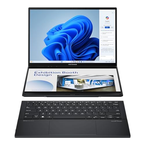 Asus Zenbook Duo OLED UX8406MA#B0CNXXGHF1, Notebook con doppio Monitor 14" 3K OLED Glossy touchscreen, Intel Core Ultra 9, RAM 32GB, 1TB SSD PCIE, Intel Arc Graphics, WIN 11 HOME, Grigio