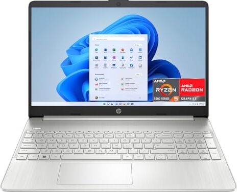 HP Laptop 15s-eq2112nl, Notebook, Ryzen 5-5500U, RAM 8GB DDR4, SSD 512 GB, AMD Radeon Integrata, Display 15,6" FHD, SVA, 250 Nits, Antiriflesso, Webcam HD, Lettore di Schede, Windows 11 Home, Argento