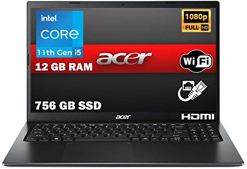 Acer Notebook  Pc Portatile, Extensa 15,CPU i5-1135G7 4 Core, RAM 12Gb SSD da 756Gb, 15.6" FHD IPS, Grafica Intel Iris Xe, Windows 11 Pro, pronto all'uso, gar. Italia