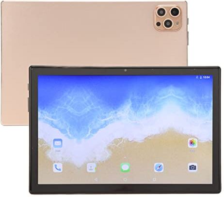 Lazmin112 Tablet HD, 10 Pollici 1920x1200 IPS Gold Tablet 4G Calling 2.4G 5G Dual Band WiFi 6GB 128GB Tablet Costruito 8800mAh Batteria di Grande capacità PC da 100 a 240V (Spina UE)