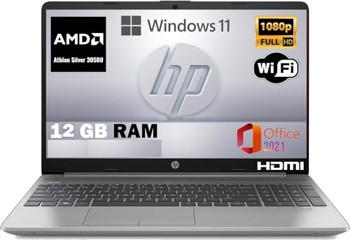 HP 255 G9   Pc portatile notebook   Ram 12 GB ddr4   SSD 256 GB   Amd 3050U   Silver   Display 15.6"   FHD   BT   WiFi   Windows 11 Pro   Office Pro   Computer portatile Pronto all'uso