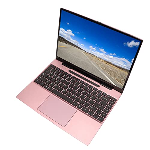Generic Laptop da 14 Pollici, Laptop da 8 GB 512 GB 8 GB 4 Core 4 Fili Corpo in Metallo Rosa per Studio per 11 (8+512 GB Spina Europea)