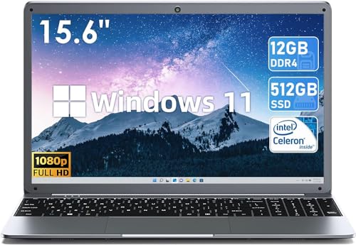 Naclud 15,6 pollici Laptop 12GB RAM 512GB SSD Windows 11 Notebook, Celeron N5095, Up to 2.8Ghz,1920x1080, 5.0G WiFi, Bluetooth 4.2, Supporta memoria espandibile 512GB TF