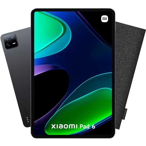 Xiaomi Tablet PAD6 8 256 GB + custodia Feltrine, caricatore incluso 33 W, schermo 11", ricarica rapida, batteria 8840 mAh, 18 ore di autonomia, nero