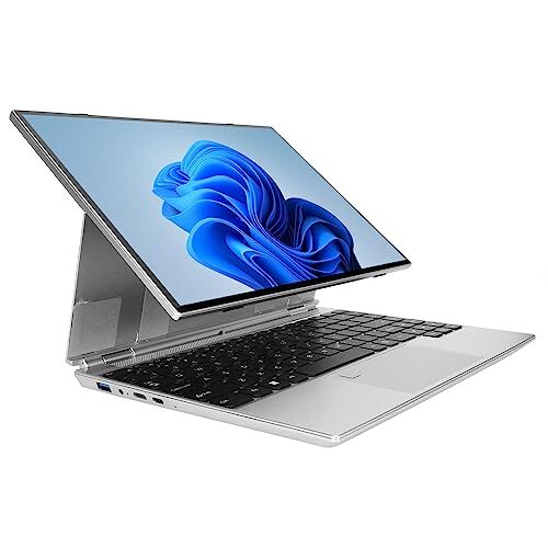 Yunseity Laptop Touchscreen 2 in 1 da 14 Pollici, Laptop Convertibile FHD 1920 * 1200 con CPU Quad Core N5105, 2.4G 5G Wifi, Sblocco delle Impronte Digitali, Tipo C, Supporto di più Forme (16GB+128GB Spina UE)