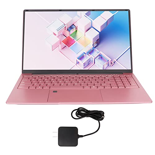 Dechoga Laptop da 15,6 pollici Rosa 16 GB RAM 512 GB ROM IPS Display Quad Core 2,9 GHz CPU Lettore di impronte digitali Computer portatile 100‑240 V(Spina degli Stati Uniti)