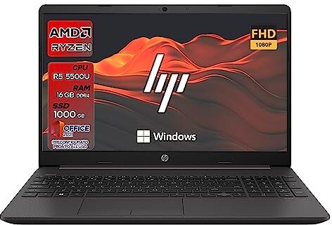 HP 255 G8   Pc portatile notebook Ryzen 5 5500U   Ram 16 GB ddr4   SSD 1000 GB NVMe   Display 15.6" FHD   BT   WiFi   Windows 11 Pro   Office Pro   Computer portatile Pronto all'uso