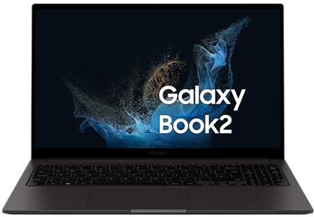 Samsung Galaxy Book2 Laptop, Ultrafino, 15.6" FHD LED, Intel Core i3 di dodicesima generazione, Intel Iris Xe, RAM 8GB LPDDR4x, 256GB NVMe SSD, Windows 11 Home, Graphite