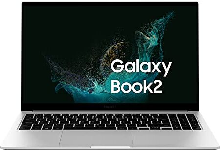 Samsung Galaxy Book2 Laptop, Ultrafino, 15.6" FHD LED, Intel Core i5 di dodicesima generazione, Intel® Iris® Xe, RAM 16GB LPDDR4x, 512GB NVMe SSD, Windows 11 Pro, Silver