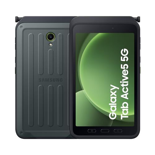 Samsung Galaxy Tab Active5 WiFi, Resistenza IP68, Display da 8.0'', RAM 6GB, 128 GB di Memoria Interna Espandibile, Batteria 5.050 mAh, S-Pen Integrata, Verde [Versione italiana]