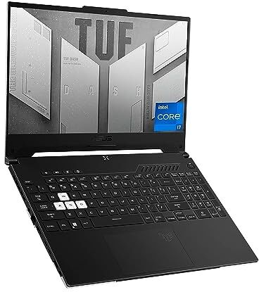 Asus TUF Dash 15 (2022) FX517ZM Laptop Computer, 15.6” 144Hz FHD Display, Intel Core i7-12650H Processor, Nvidia GeForce RTX 3060 Graphics, 16GB DDR5 RAM, 512GB SSD, Windows 11 Home, Off Black