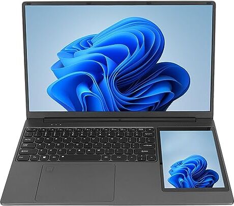 SHYEKYO Laptop Doppio Schermo 2.9GHz Quad Core 15.6 Pollici IPS 5G WiFi Touch Screen da 7 Pollici Lettore di Impronte Digitali Laptop Aziendale Batteria da 7000mAh per i Viaggi (16+128G