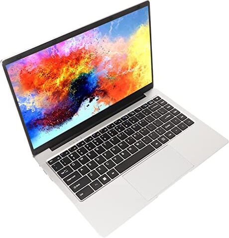 Naroote Laptop HD da 14 Pollici, 6 GB di RAM Processore SSD J4105 da 128 GB 100-240 V 1920x1080 PC Portatile Altoparlanti Stereo Doppi Integrati Portatile per Appoggiarsi al Lavoro (6+128G Spina UE)