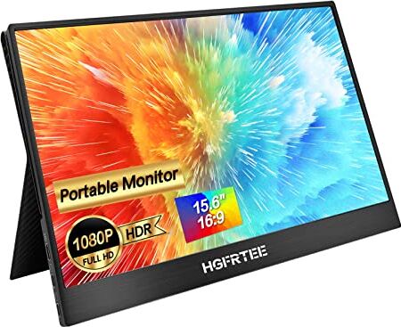 HGFRTEE Monitor Portatile 15,6 Pollici Schermo Portatile 1080P FHD IPS Portable Monitor, USB Type-C mini monitor con HDMI, Computer Screen Extender per Laptop PC Mac PS5/4 Xbox Tablet Travel…